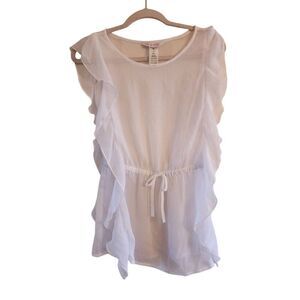 Tommy Bahama girls size 12 sheer cover up  drawstring waist white